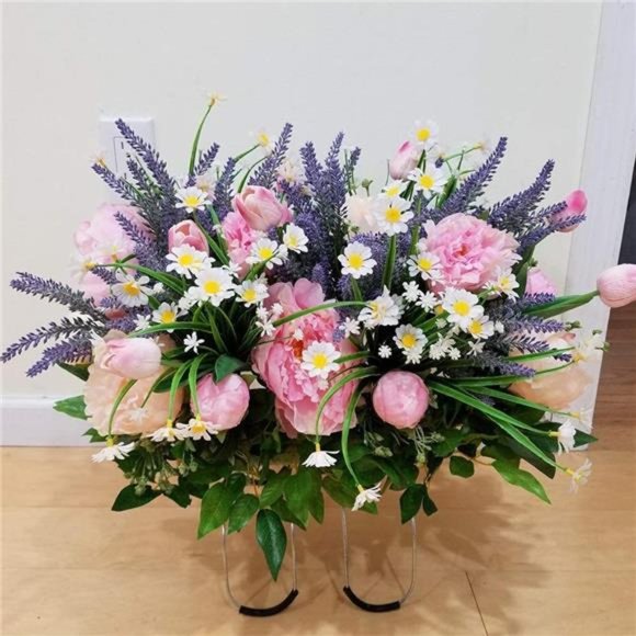 Artificial Daisies Flowers Outdoor UV Resistant 4 Bundles Fake Foliage Greenery - Picture 3 of 7